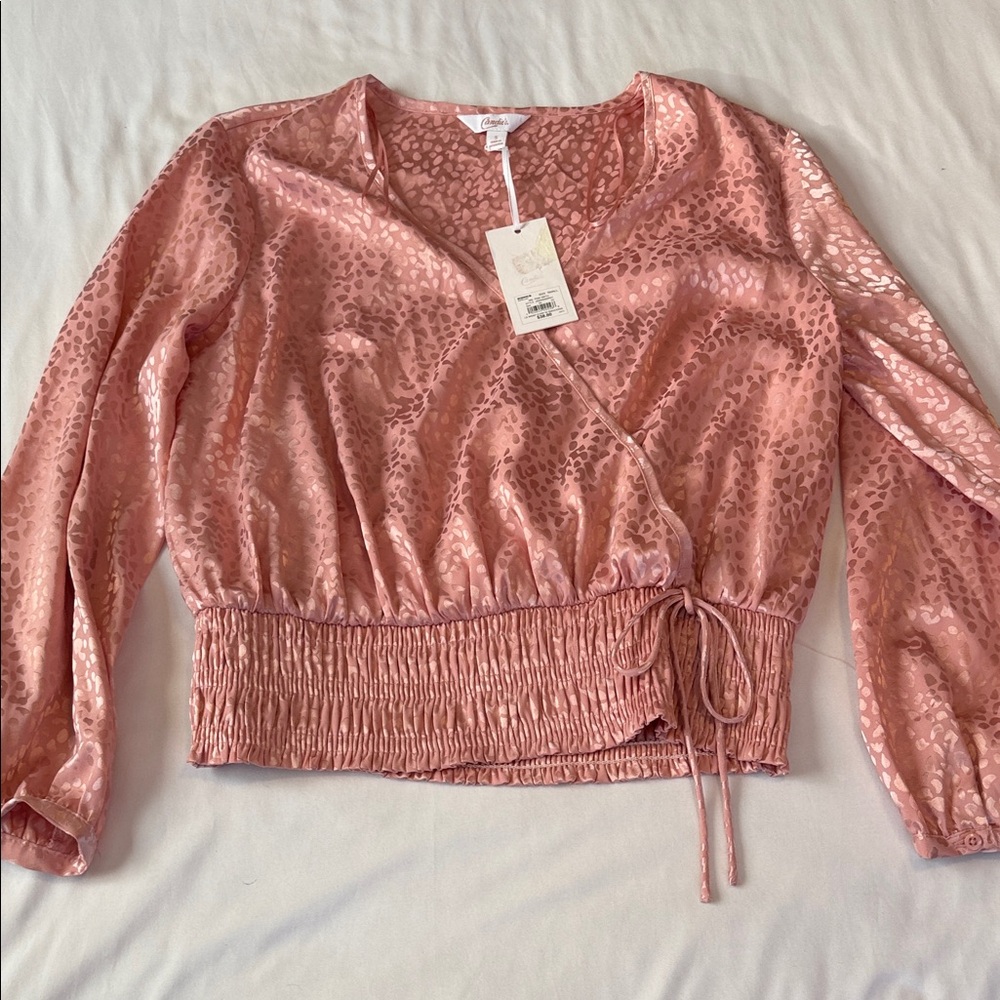 Candie's Blush Animal Print Wrap Blouse